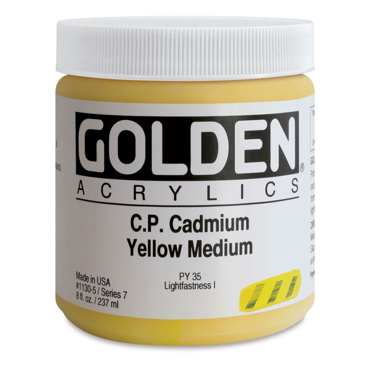 Golden Heavy Body Artist Acrylics - Cadmium Yellow Medium, 8 oz Jar